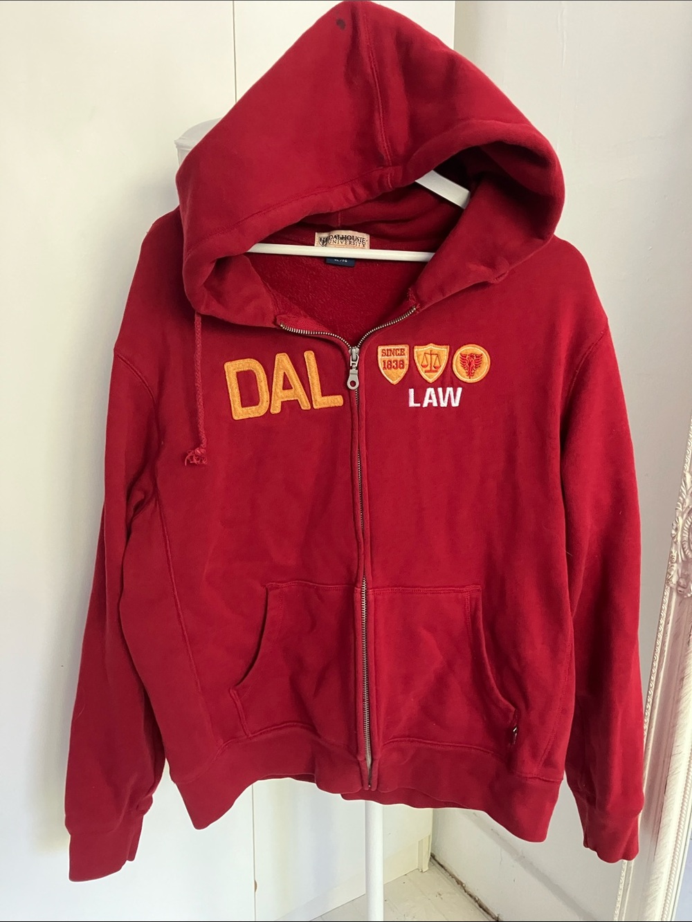 DAL Law Red Zip-Front Hoodie with Embroidered Crest